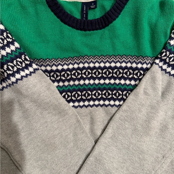 Janie and Jack Green and Gray Crewneck Sweater